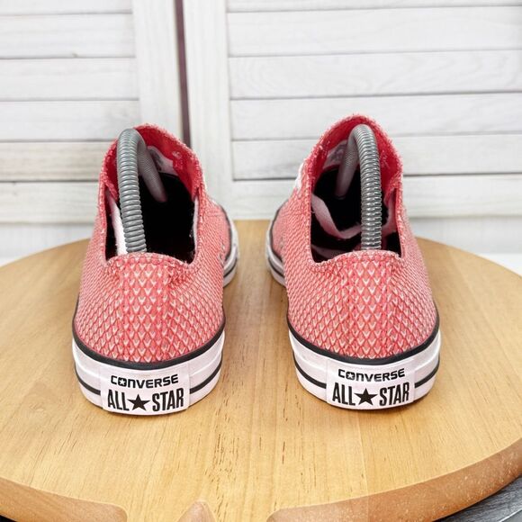 Converse Chuck Taylor All Star Ox Textured Canvas Sneakers Coral Ultra Red 8 - Picture 6 of 11